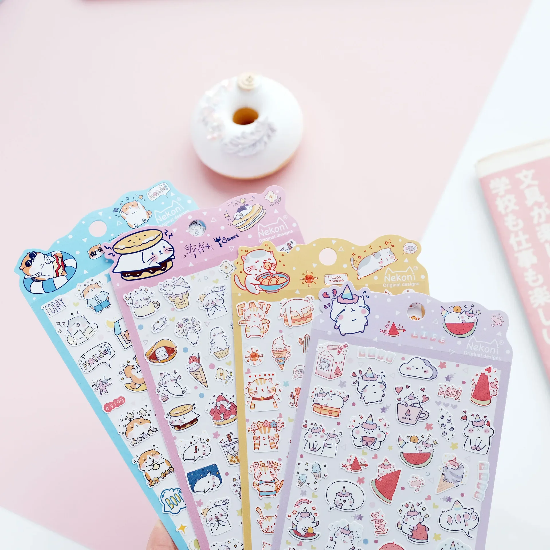 Koreański Import Nekoni słodki kociak syrena awokado Shiba jednorożec naklejki Scrapbooking Diy naklejki kalendarz biurowy Kawaii wystrój