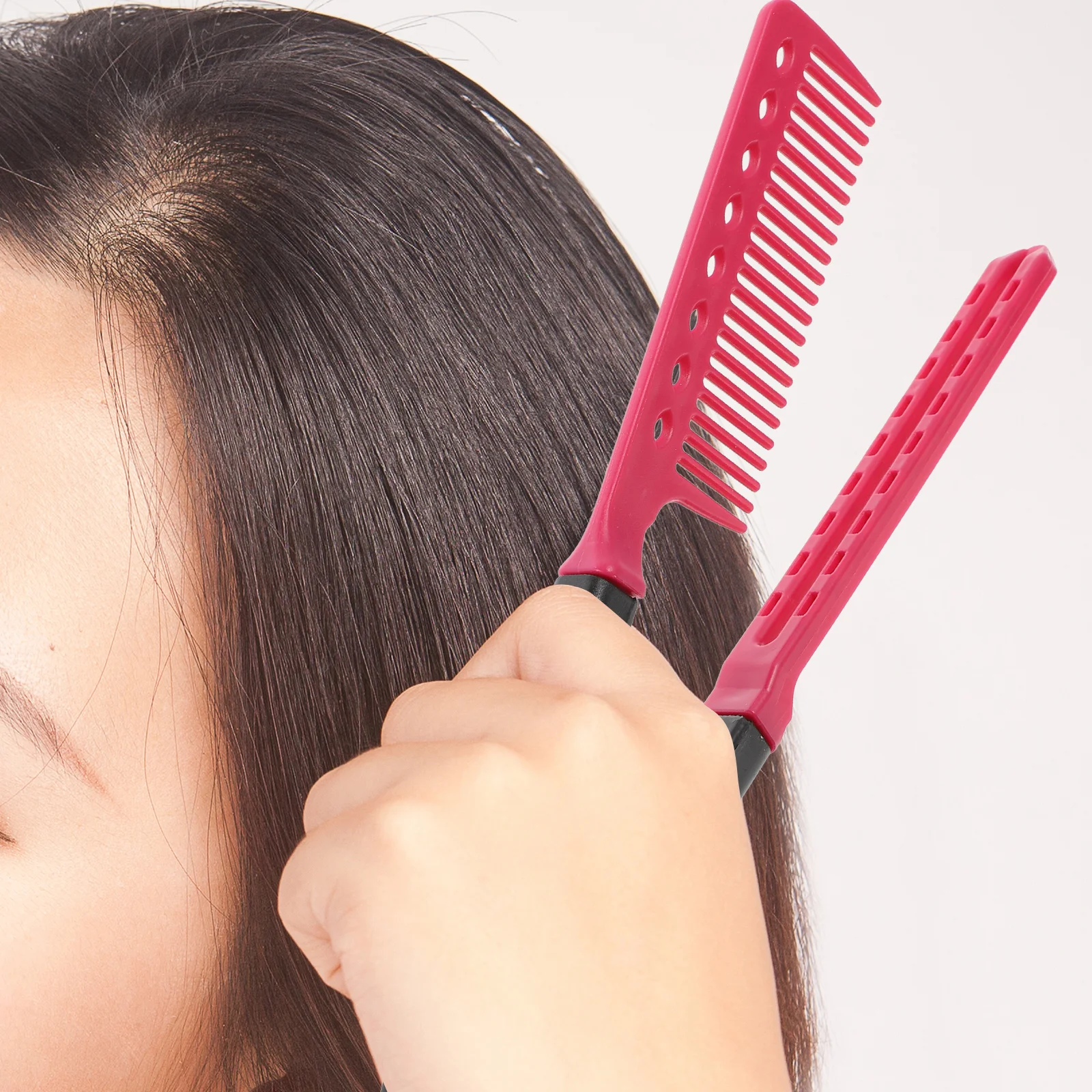 

Straightening Comb Styling V-shaped Comb For Straighting Hair Novelty Clip-On DIY Salon Tool Portable Easy Use Combs