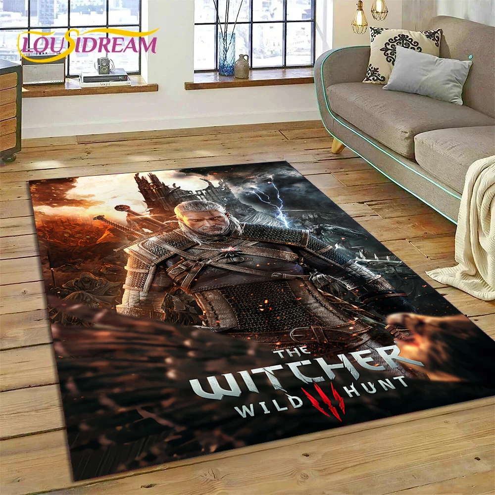 3D The W-Witcher 3 Game Wild Hunt Rug Carpet for Living Room Bedroom Home Decor,Floor Mat Non-slip Decoration for Sofa Doormat