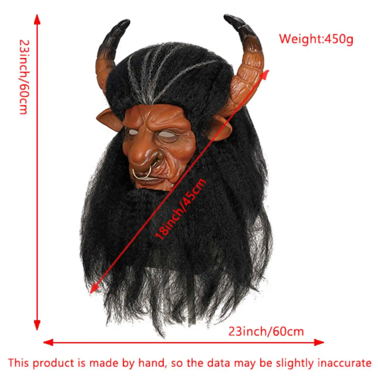 Halloween-Maske Bullendämon-König Ochsenhorn Latex-Masken Realistische Gruselige Pelzige Kostüme für Erwachsene – Detail 4