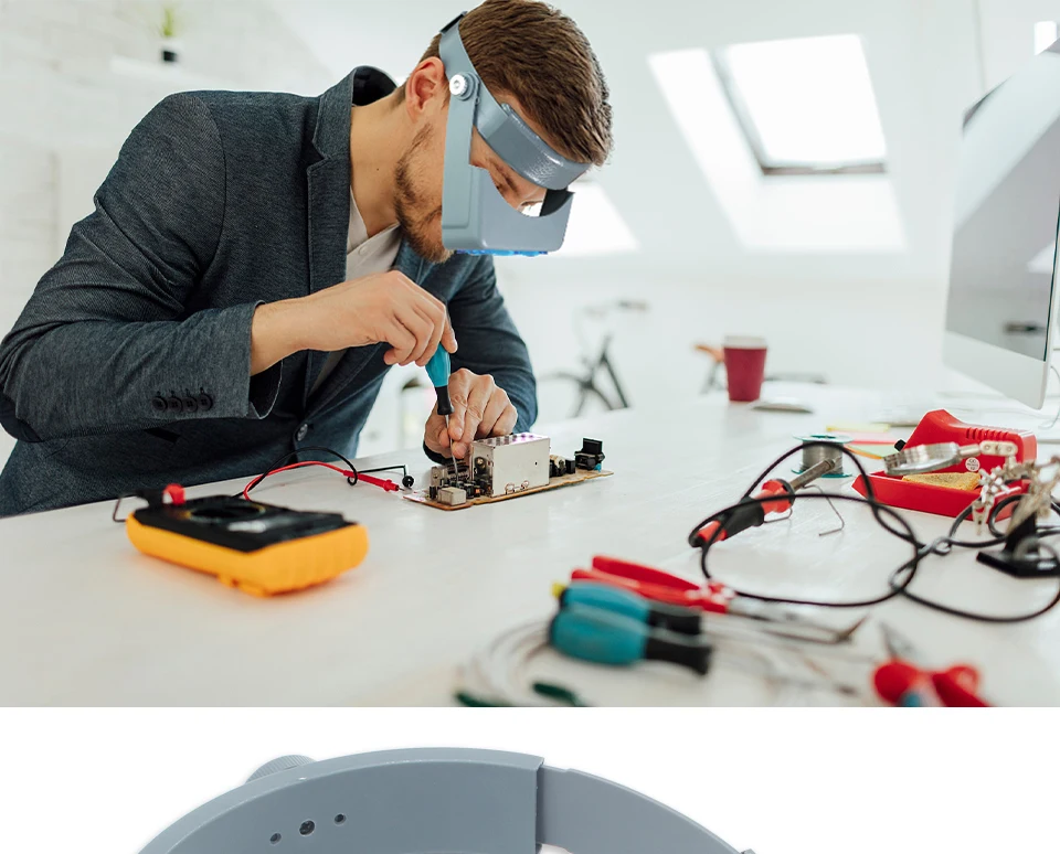 Head-mounted Double Lens Magnifying Glass with 4 Magnifications for Jewelry and Reading