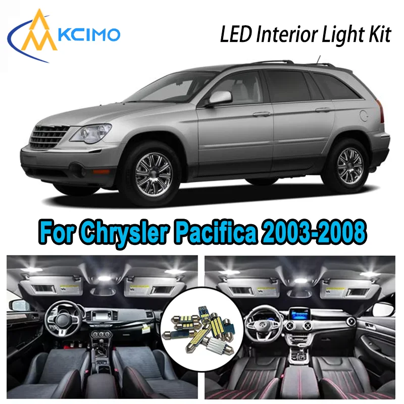 

Premium Bright LED Interior Light Kit for Chrysler Pacifica 2003-2008 2004 2005 Dome Map Trunk Car Lamps with Canbus No Error