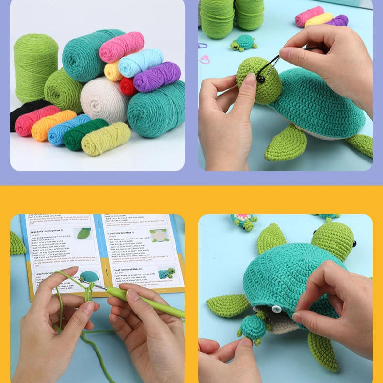 1Set Turtle Crochet Kit Turtles Family Crochet Animal Kit Craft Art Knit & Crochet Supplies Knitting Kit for Adults Beginner