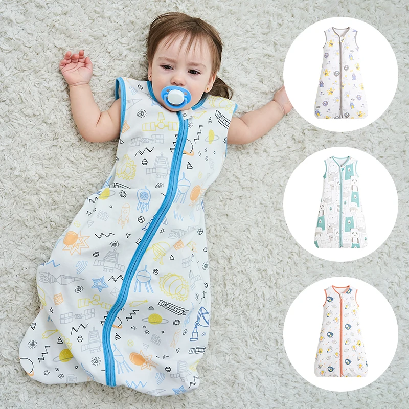 

Baby Summer sleeveless Sleeping Bag Babe Boy Girl Cartoon Dinosaur 100% cotton envelope stroller baby sleeping bags