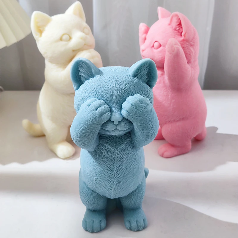 Large-sized adorable chubby cat silicone mold, chubby cat  candle mold, animal plaster decorations