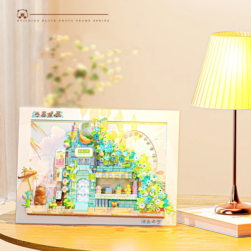 Magnetische fotolijst bouwstenen Capybara bruiloft winkel kerk figuur model gemonteerd mini baksteen speelgoed voor kinderen kerstman cadeau