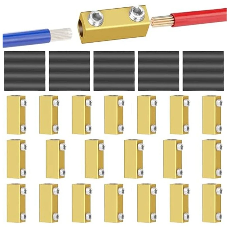 Kit de porca de conector de fio 20 peças 20amp, conector de encaixe de calibre 10awg, terminal de fiação rápida de emenda, com tubo termo retrátil