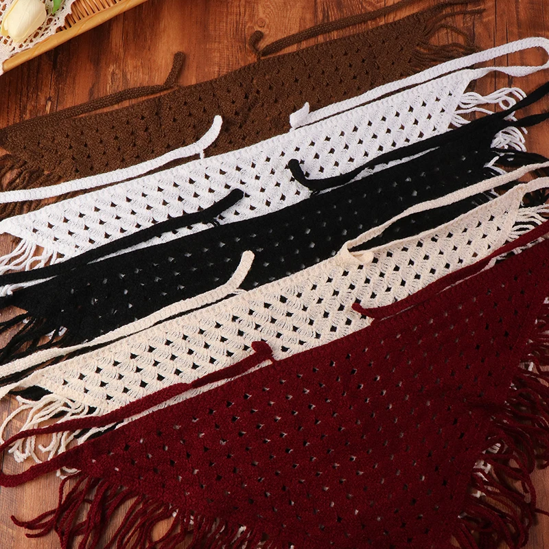 Y2K Hollow-Out Fringe Triangle Schal für Damen, Frühling, verstellbares Layering-Accessoire, vielseitiges Taillen- und Hüftwickel-Mode-Bandana – Detail 12