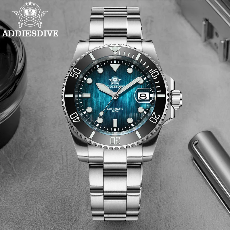 

ADDIESDIVE Men's Diving Mechanical Watch 200m Waterproof Wristwatch Stainless Steel Sapphire Glass Ceramic Bezel Super Luminous