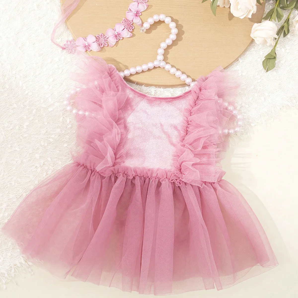 Baby Girl Outfit  Newborn Photography Princess Tutu Butterfly  Lace Romper with Headband Infant Photo Props