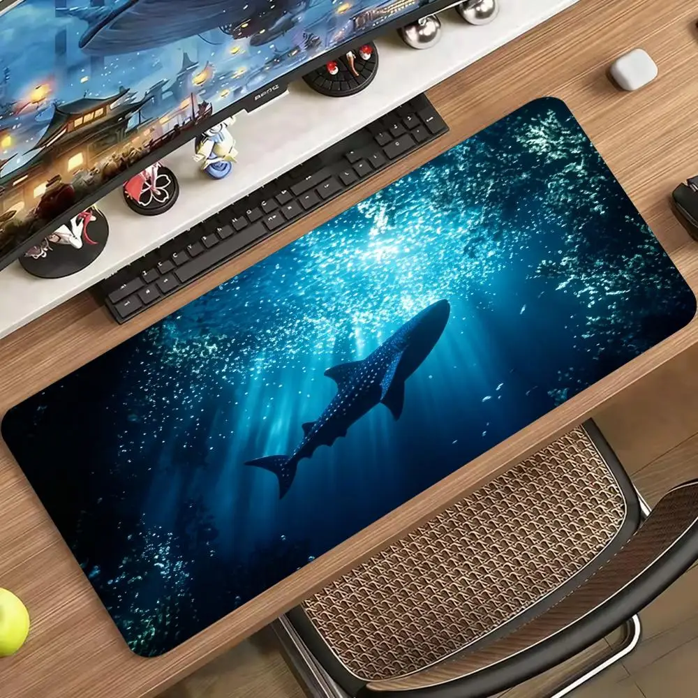 Deep Sea Whale Shark Large Gaming Mouse Pad Non Slip Rubber Base Extended Mouse Mat For PC Laptop Gaming Office Desk Setup