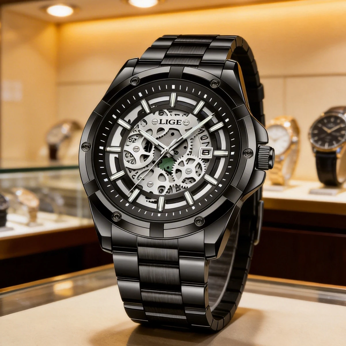 

Мужские часы LIGE, водонепроницаемые, светящиеся, из нержавеющей стали, спортивные, с хронографом, датой, кварцевые, для мужчин.