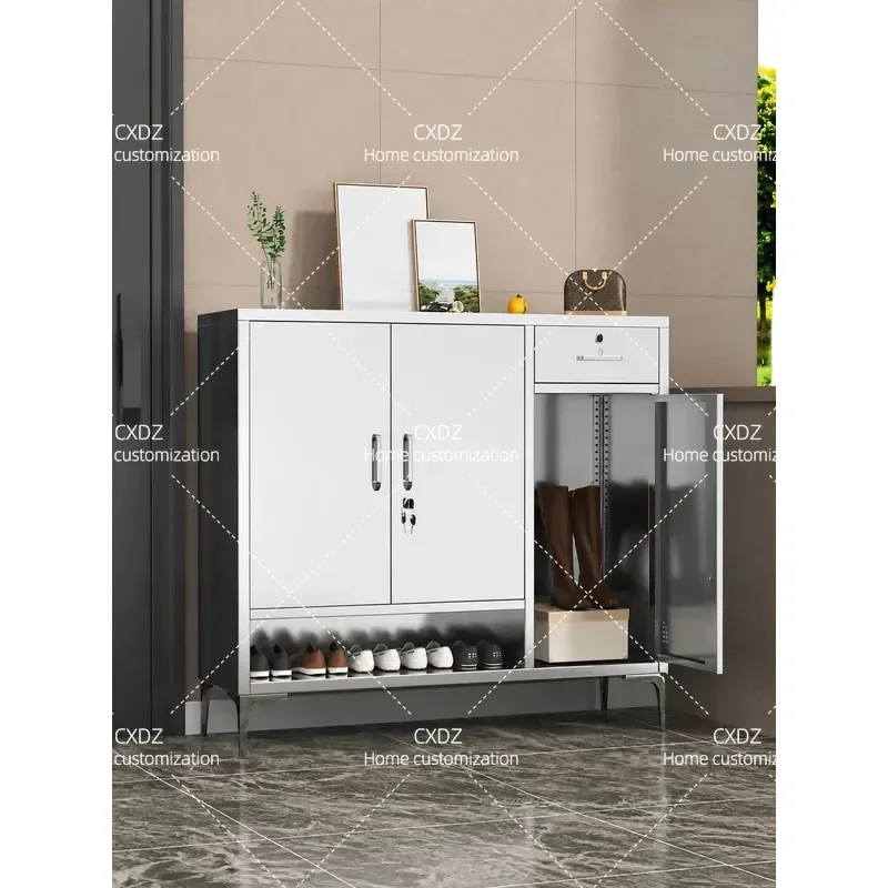 Custom Stainless Steel Shoe Cabinet Waterproof Sunproof Large Capacity Storage Locker for Household Balcony Home Organization