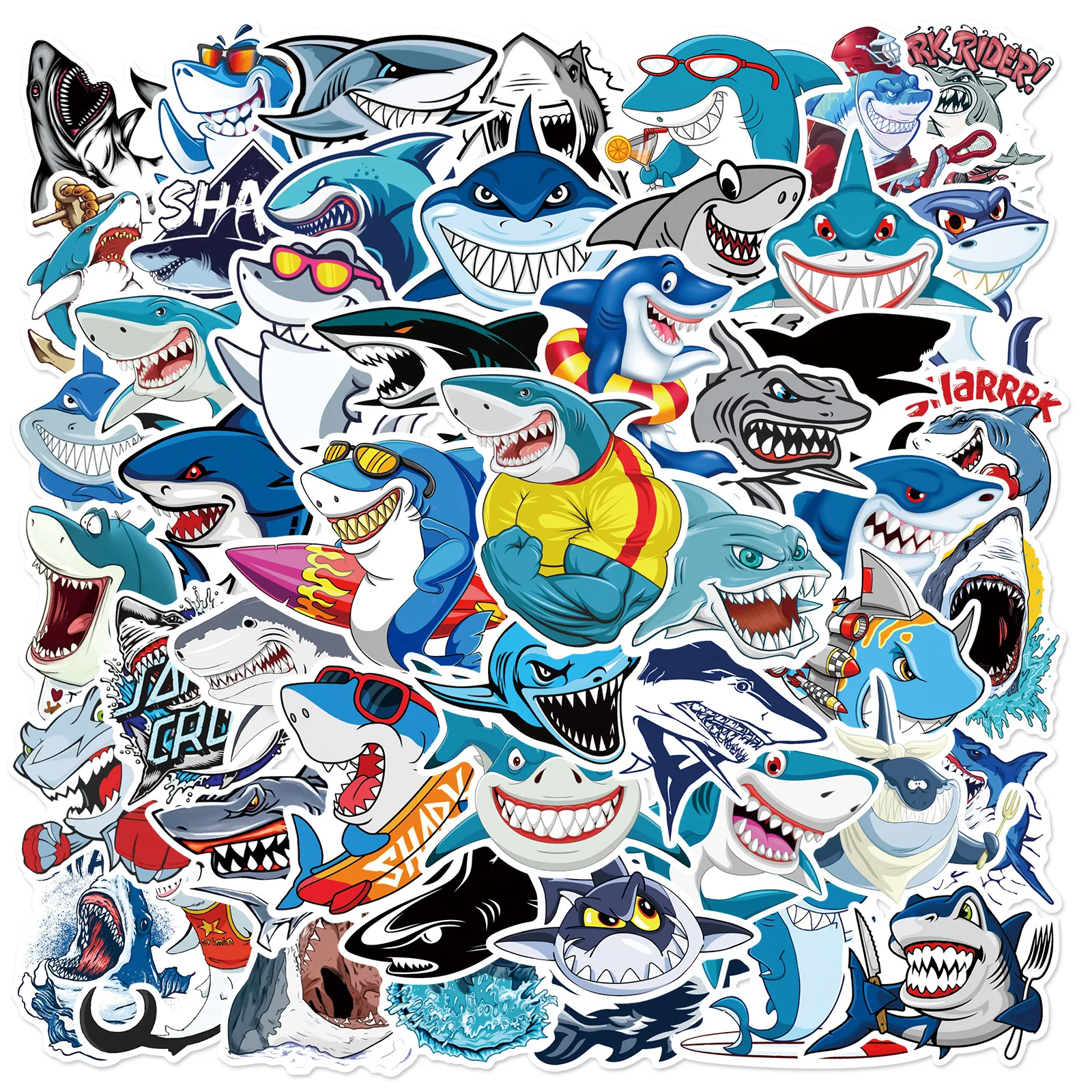 

10/50PCS Shark Marine Animal Stickers DIY Decorative Helmet Mobile Shell Suitcase Handbook Waterproof Stickers Kids Toy