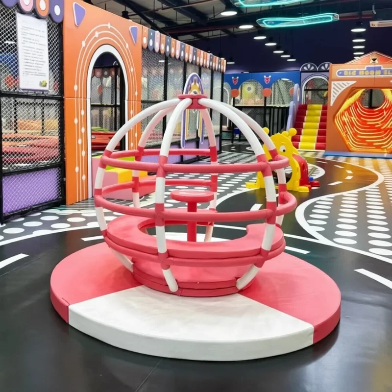 Custom Color Soft Play Carousel Indoor Kids Rotating Merry-Go-Round Sensory Amusement Soft Play Equipment for Toddler Playground