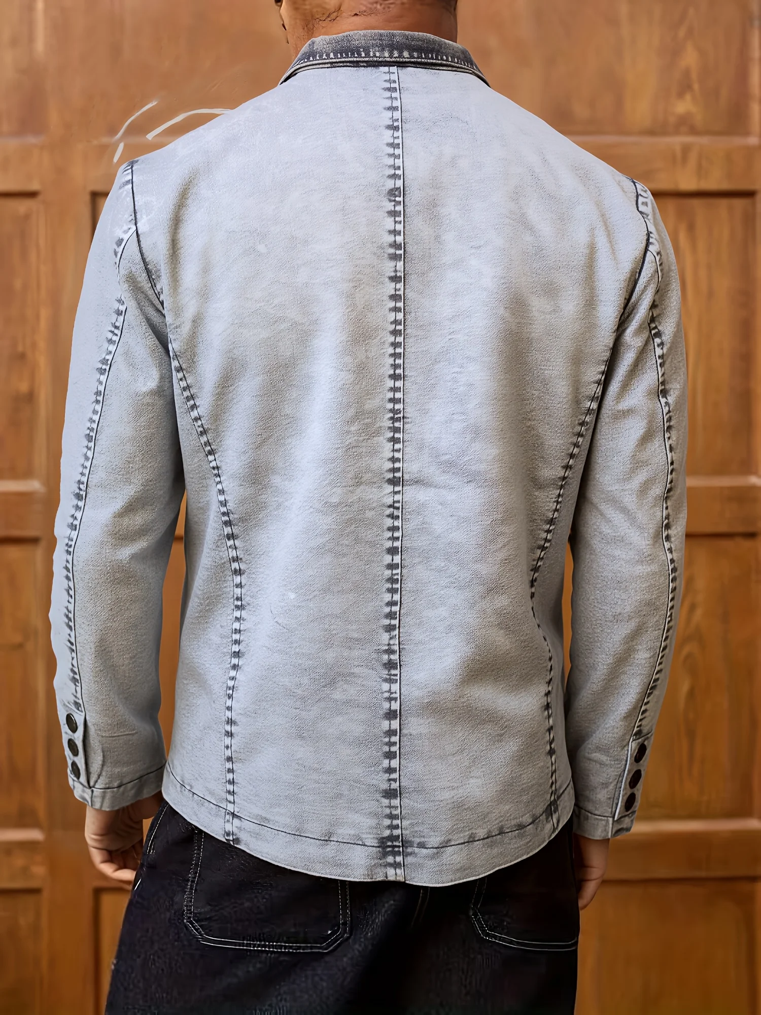 Men's Casual Denim Blazer - Regular Fit Long-Sleeve Jacket with Button Front, Pockets and Collar, High-Quality Non-Stretch Fabric