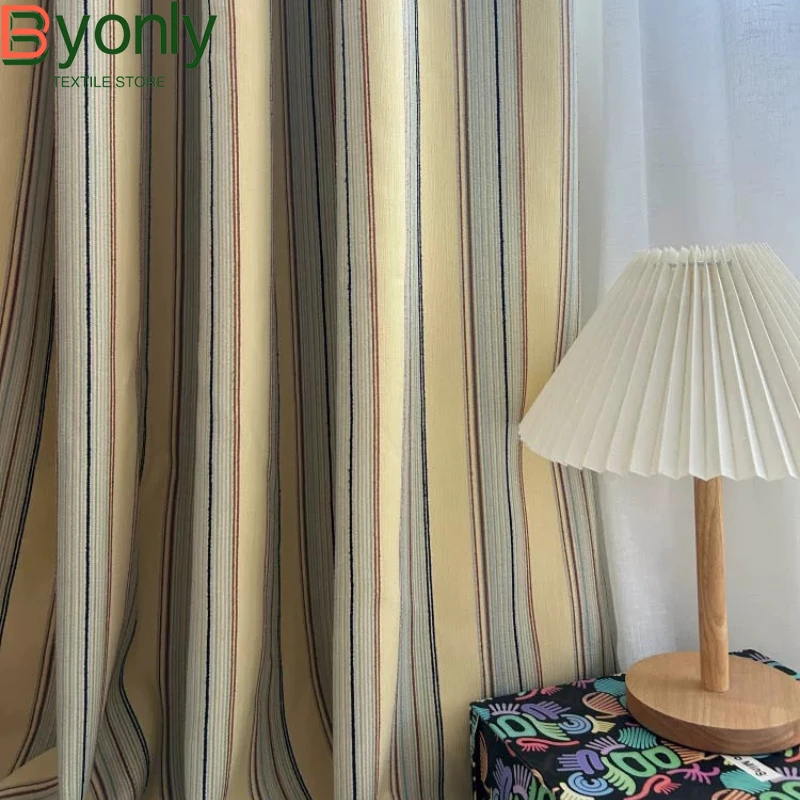 

New Chenier Vertical Stripe Jacquard Thickened Curtains for Living Room and Bedroom Partitions Finished Products