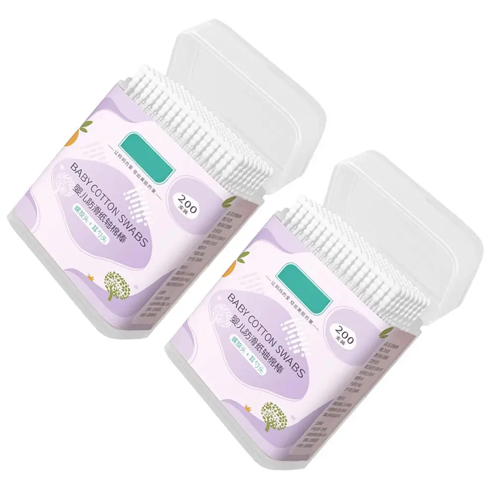 Baby Cotton Swabs 2 Boxes Buds Toddler Cleaner Multifunctional Disposable Swabs Ear Cleaning Double Tipped