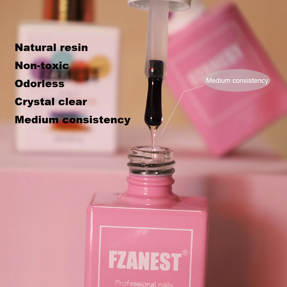 FZANEST 4 In 1 Multifunction Gel Top Coat 15ml Nail Art Extension Building Nail Gel Rhinestone Glue Gel Bottles Finish Top Coat