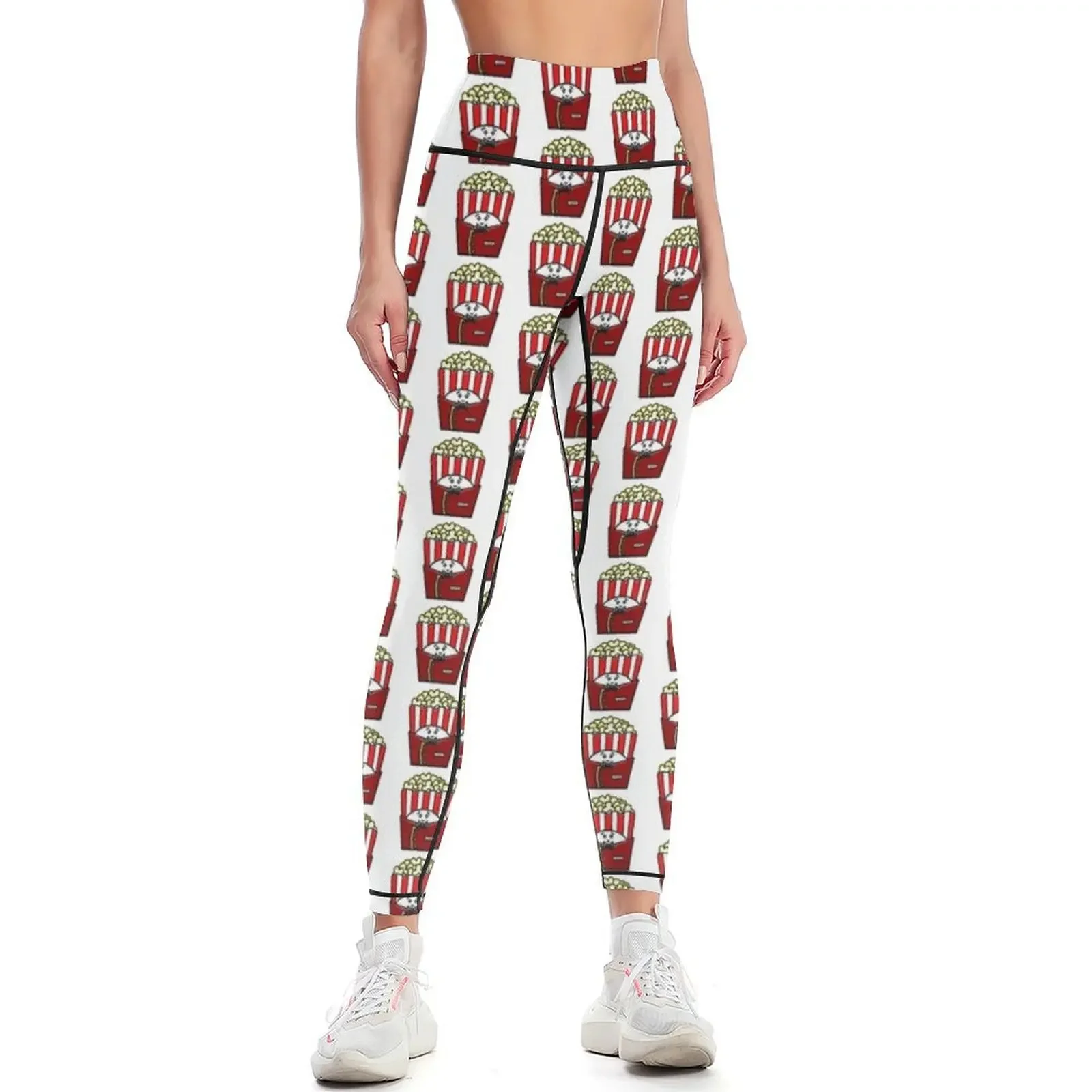 

Happy Lil' Box of Popcorn in a Movie Theatre Usher Uniform - Popcorn Leggings Women's trousers Women's pants Womens Leggings