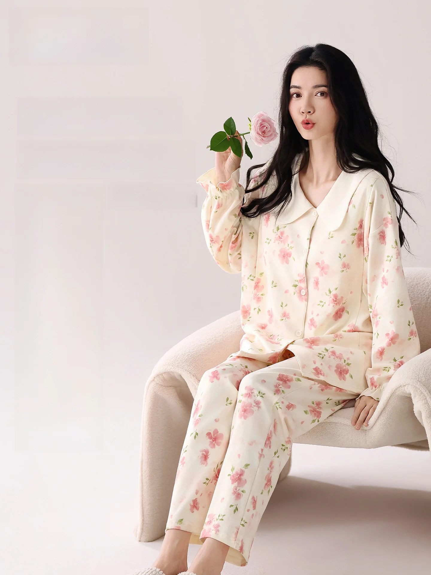 pijama-de-maternidad-de-algodon-puro-ropa-de-verano-ligera-para-el-hogar-con-almohadilla-para-el-pecho-transpirable-absorbente-de-sudor-manga-larga-corte-holgado