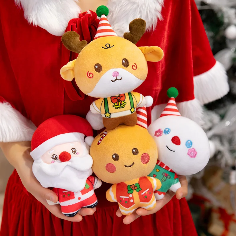 

15cm Christmas Doll Santa Claus Elk Xmas Tree Gingerbread Man Plush Toy Stuffed Animal Doll Xmas Party Decor Kid Xmas Gift