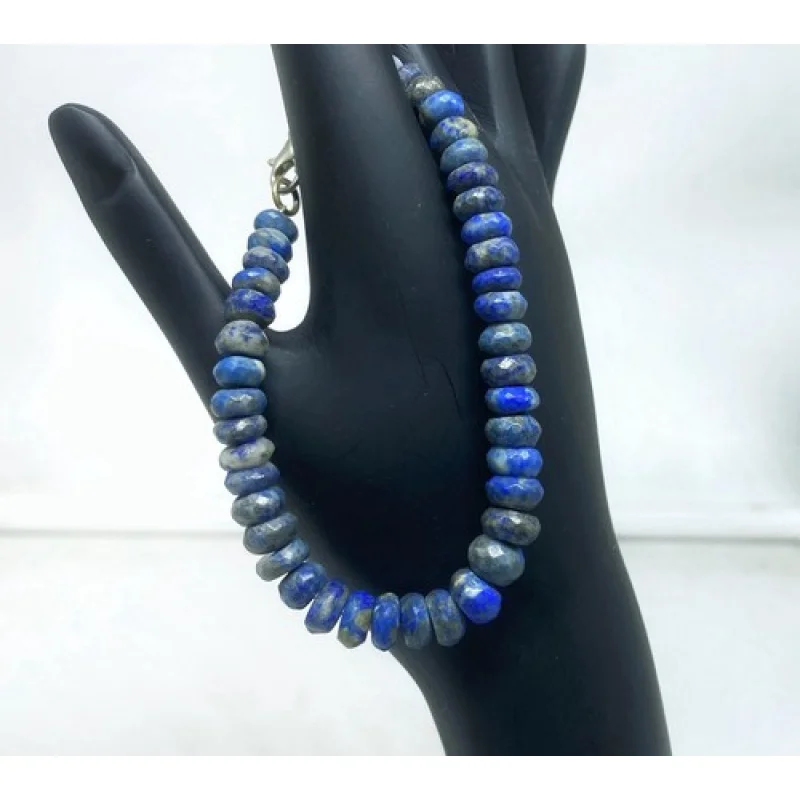 

Natural Lapis Lazuli Bracelet 7 Inch Round 8mm Beads Handmade Gemstone Jewelry