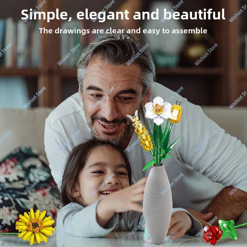 Mould King Flower World Series Building Blocks Flower Bouquet Rose Orchid DIY Toys Girls&Mom Gift Home Bonsai Plant Decoration
