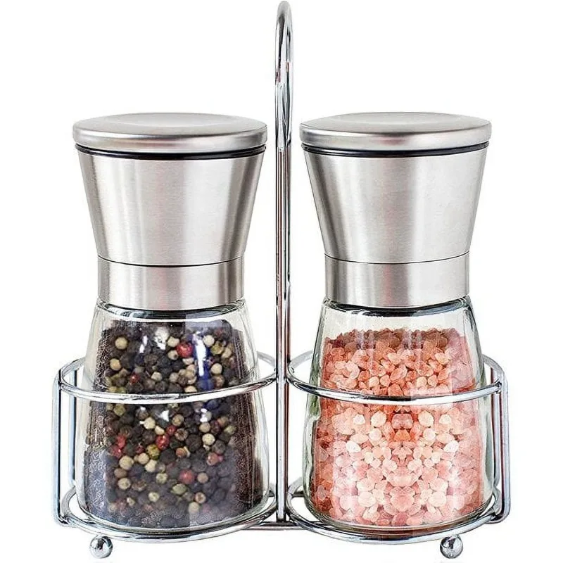 

Stainless Steel Salt and Pepper Grinder Set, Adjustable Salt Grinder