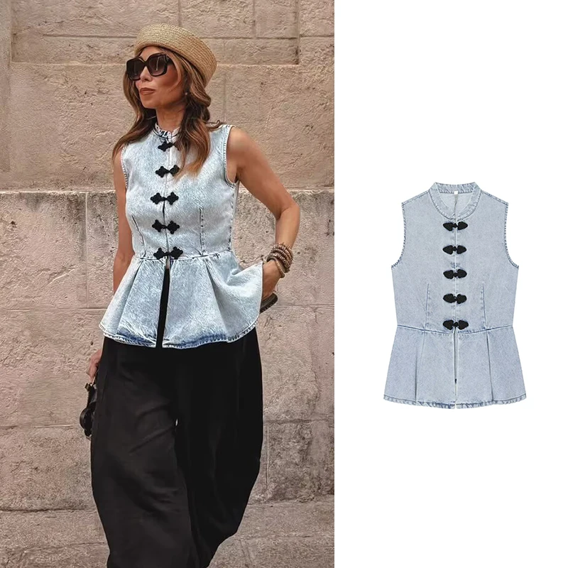 Nouveauté Été Femme : Débardeur en jean 2026, Nouvelle Mode, Coupe ajustée, Col rond, Style Rétro, Chic, Polyvalent, Jeunesse, Vacances