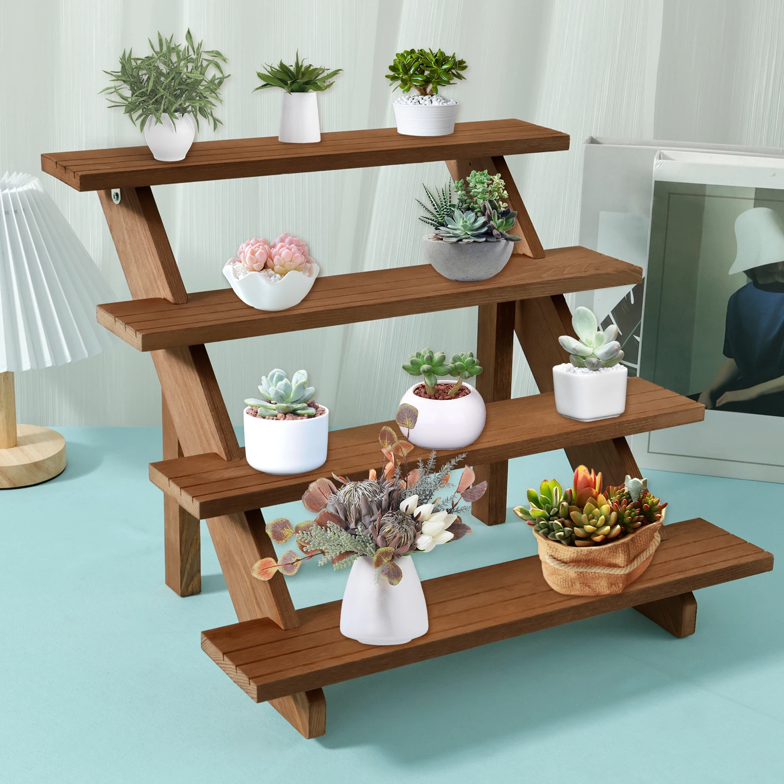 3/4-Layer Wooden Display Stand Detachable Multifunctional Table Display Riser for Cupcake Jewelry Collectibles Dolls Toy Display