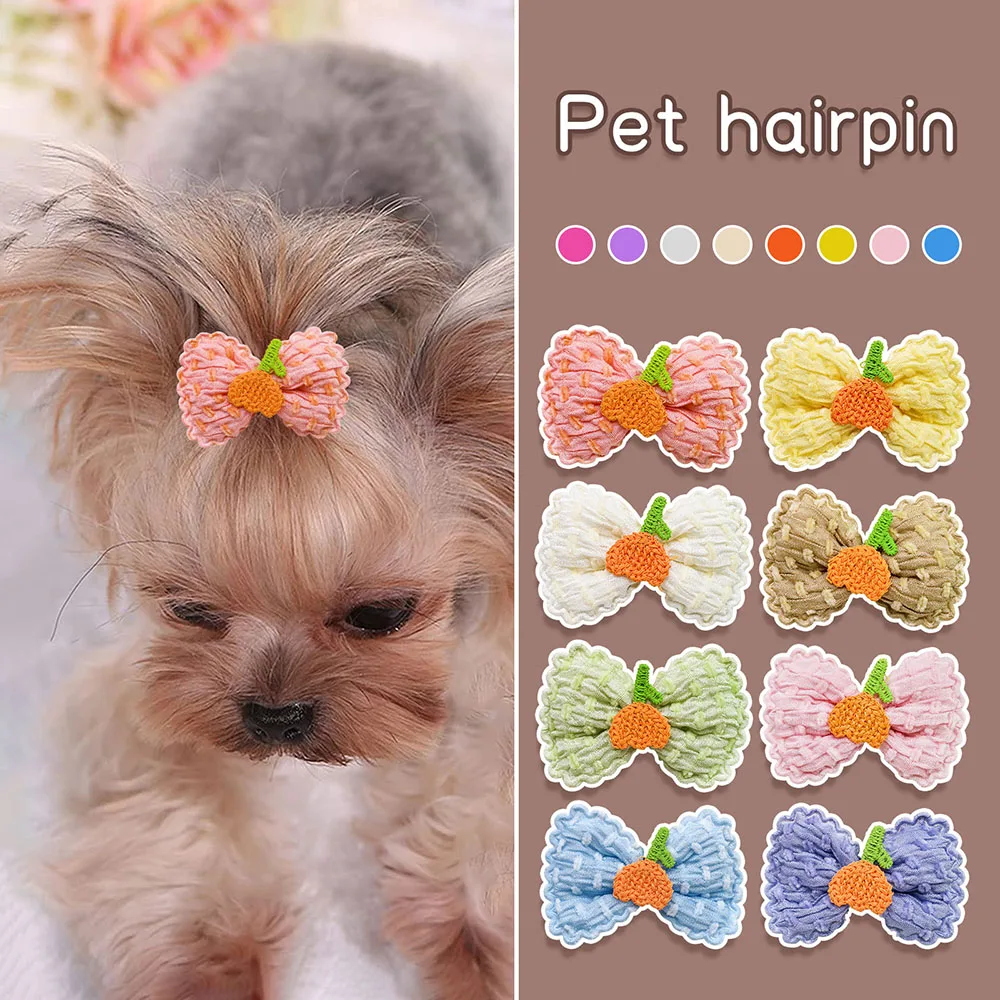 10PCS Colors Cute Pet Cat and Dog Hairpin Puppy Embroidered Flower Hair Clips Bow Hair Accessories Pet Dog Product