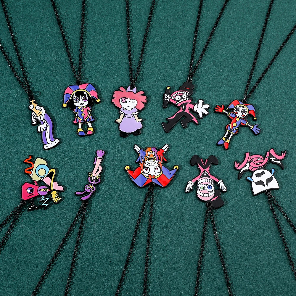 Die Amazing Digital Circus Serie Kawaii Halskette - Anime Cartoon Mode Metall-Emaille-Schmuck-Accessoire für Freunde Spielzeug-Geschenke – Detail 2