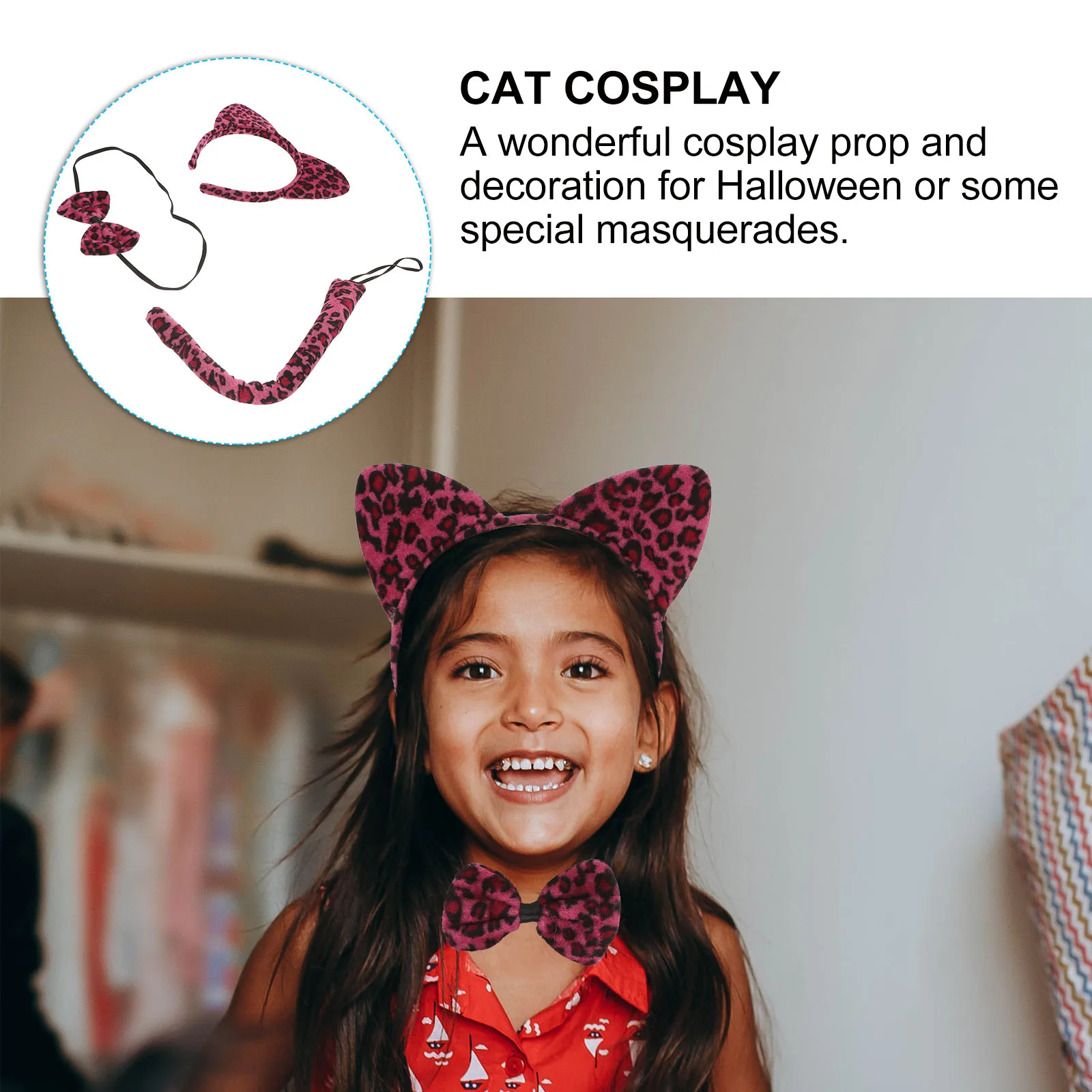 

Cartoon Headband Hair Accessories Cat Costume Tail White Leopard Ears Girls Child Stylish Design Halloween Party Cosplay Kids