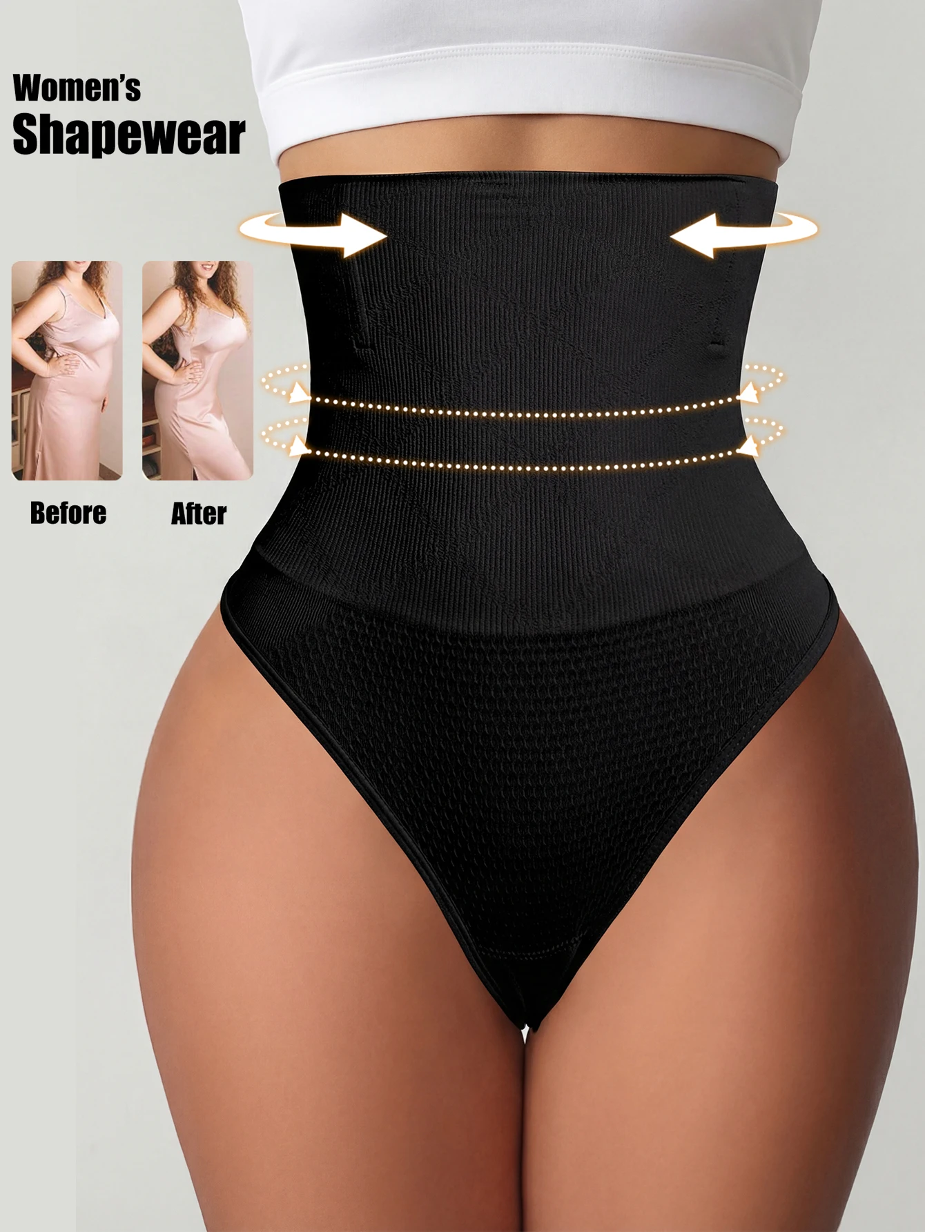 1 Peça Calcinha Modeladora de Cintura Alta Sem Costura para Mulheres, com Controle Abdominal, Efeito Levanta Bumbum e Modelador de Barriga