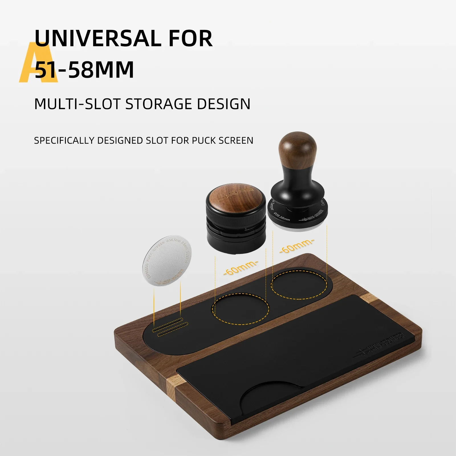 MHW-3BOMBER Café Tamping Station in Silicone Expresso Tamper Polymers for 51-58mm Portafilter Home Barista Café Accessories