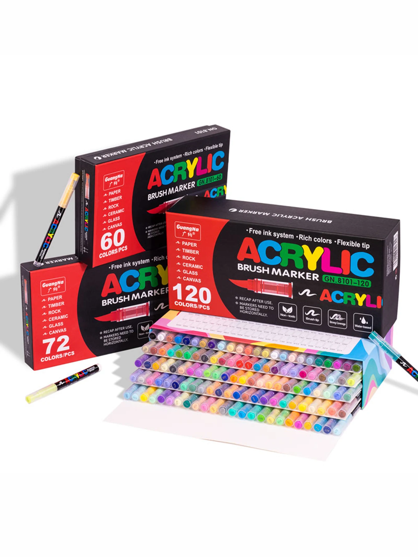 12-240 Color/Box Professionelles Künstlermarker-Set – Soft-Tip-Zeichnung, gerade Linie, flüssige Acrylmarker, DIY Graffiti Art Painti – Detail 3