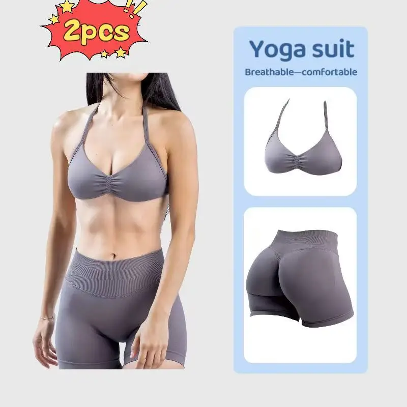 

2 Piece Yoga Suit Impact Fitness Set Women Sport Bra and Shorts Sports Yoga Gym Sports Fitness Bicycle Running Workout Set