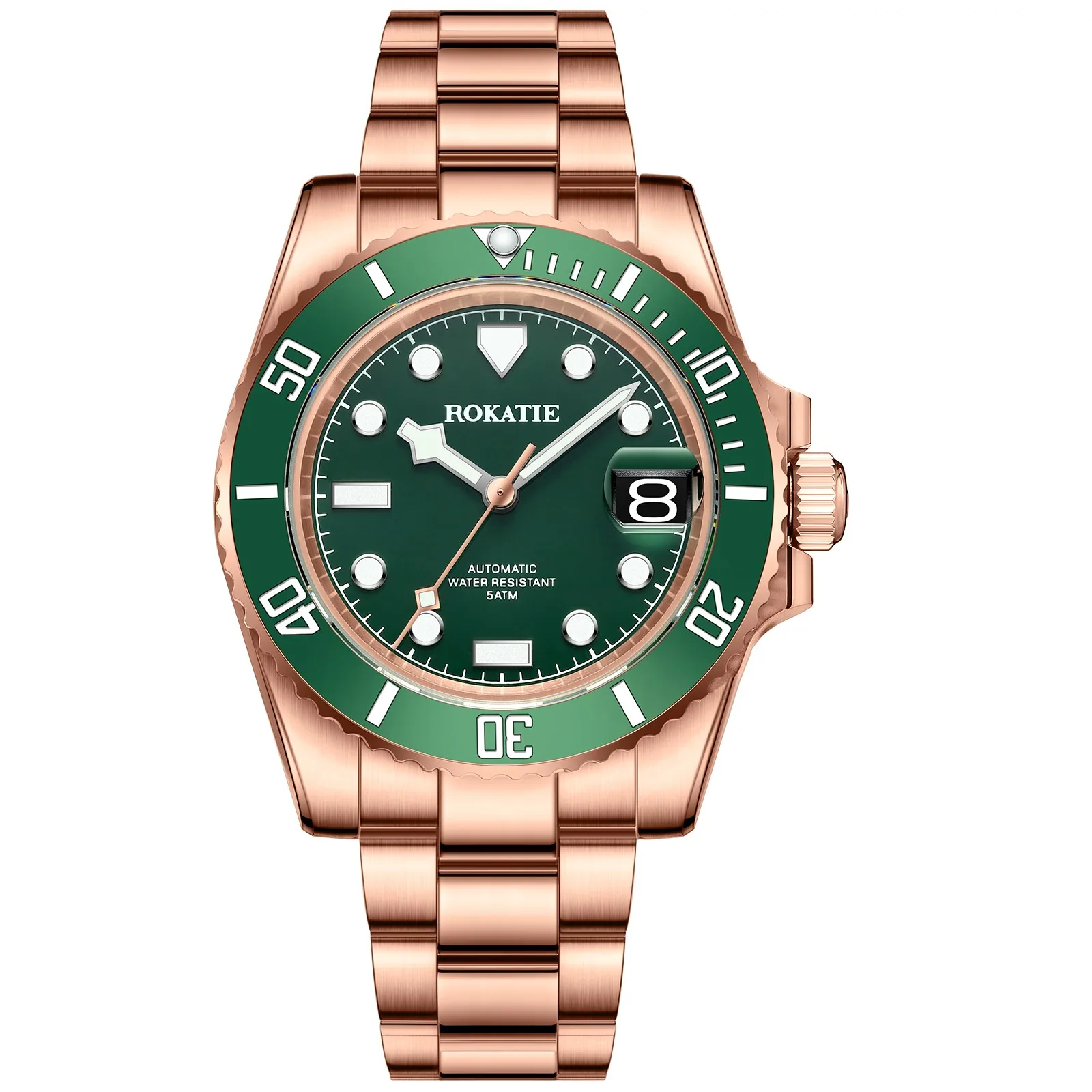 ساعة يد ميكانيكية من ROKATIE تصميم باجاني NH35 ساعة أوتوماتيكية بحركة يابانية 5 ATM ساعات رجال أعمال مضيئة فاخرة