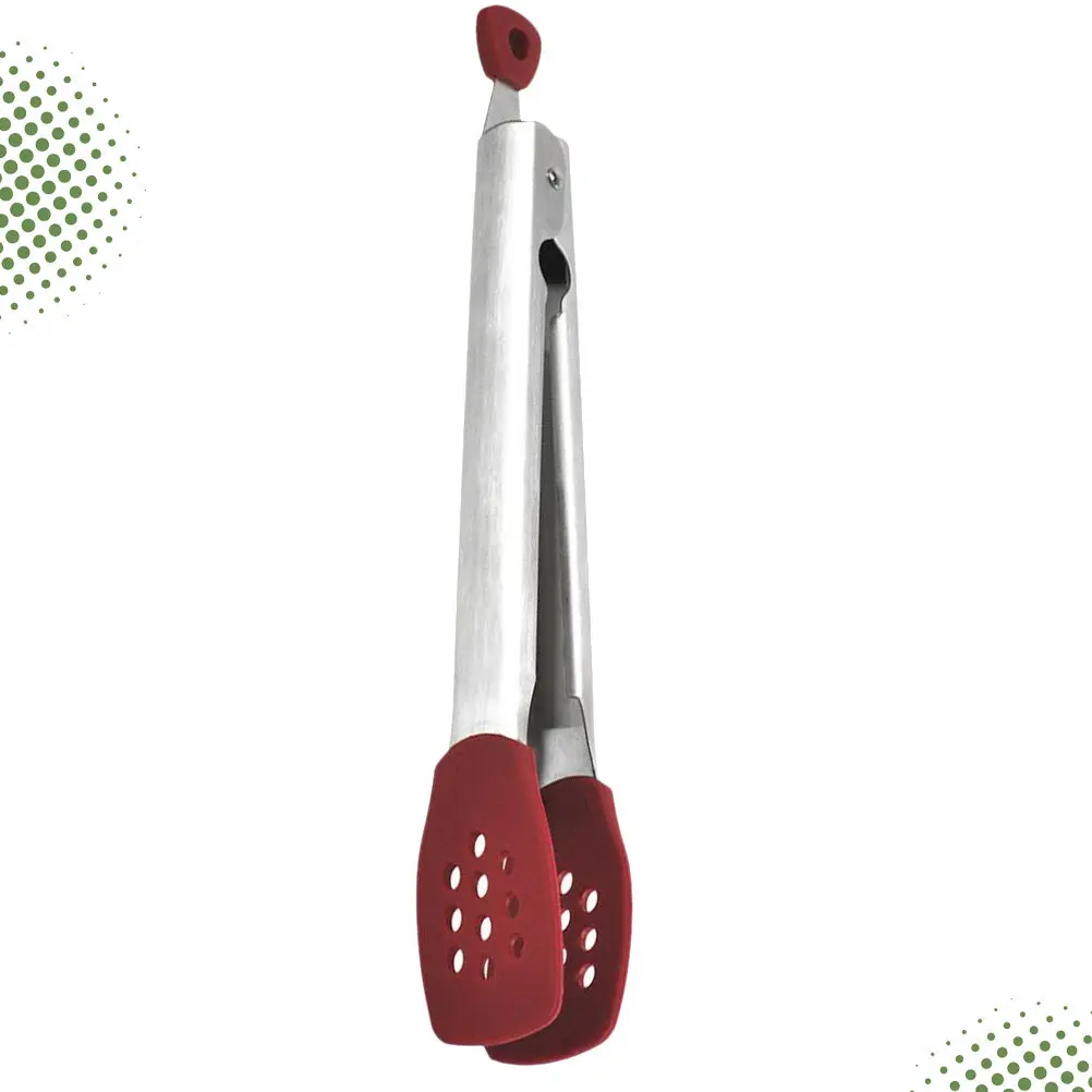 Silicone Food Clip High Quality 304 Stainless Steel Tongs Long Handle Heat Resistant Non-Bending Clamp for Bbq