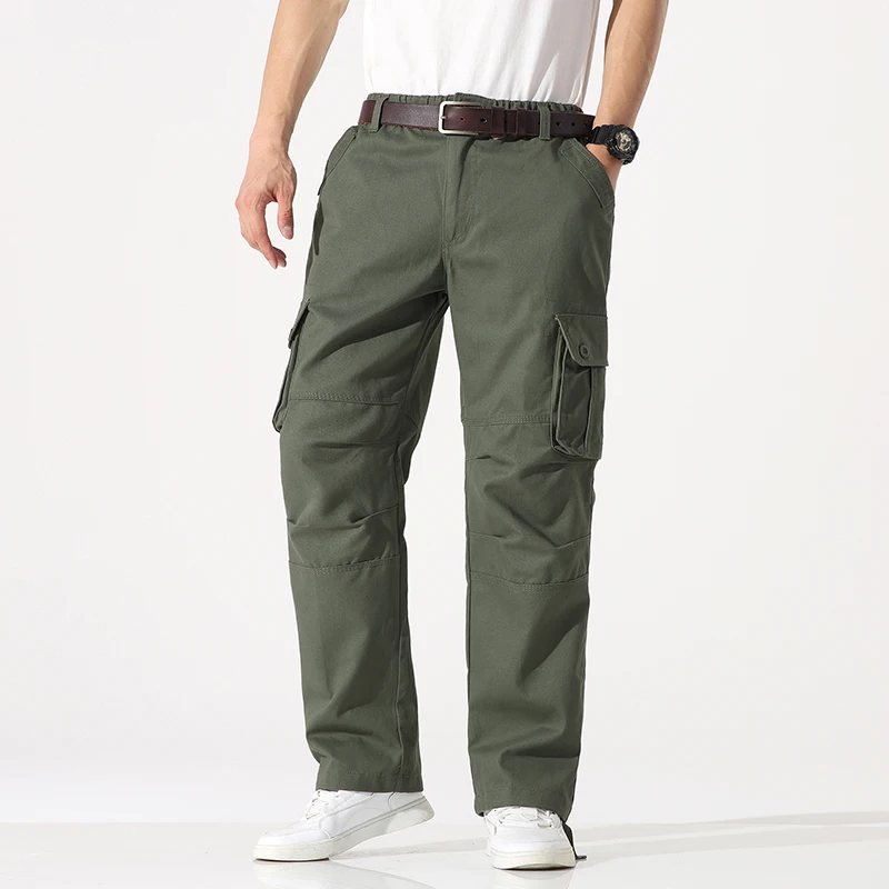 

Men's 100% Cotton Cargo Pants All Seasons Trendy Breathable Wear Resistant Trousers Simple Versatile Multiple Colors Available