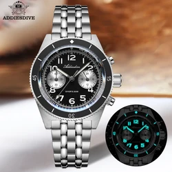 ADDIESDIVE AD2034 Multifunctional Chronograph Quartz Watch  For Man VH31A Sapphire Glass Dive Watches 200M Waterproof Wristwatch