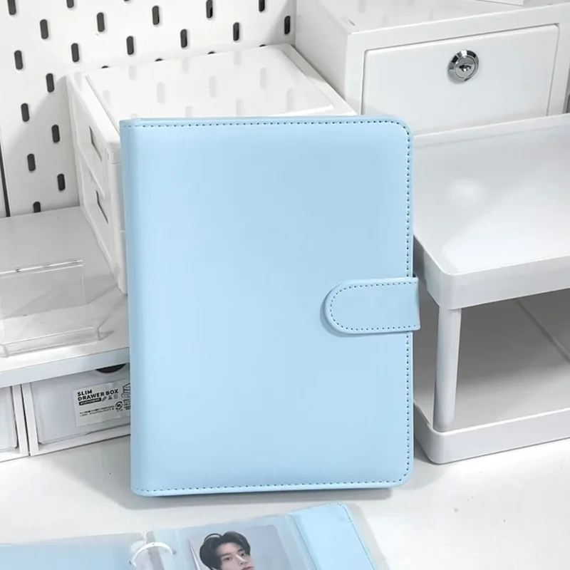 Blue A5 Kpop Idol Binder Photocard Holder PU Photo Album Photocards Collect Book Card Storage Kawaii Stationery