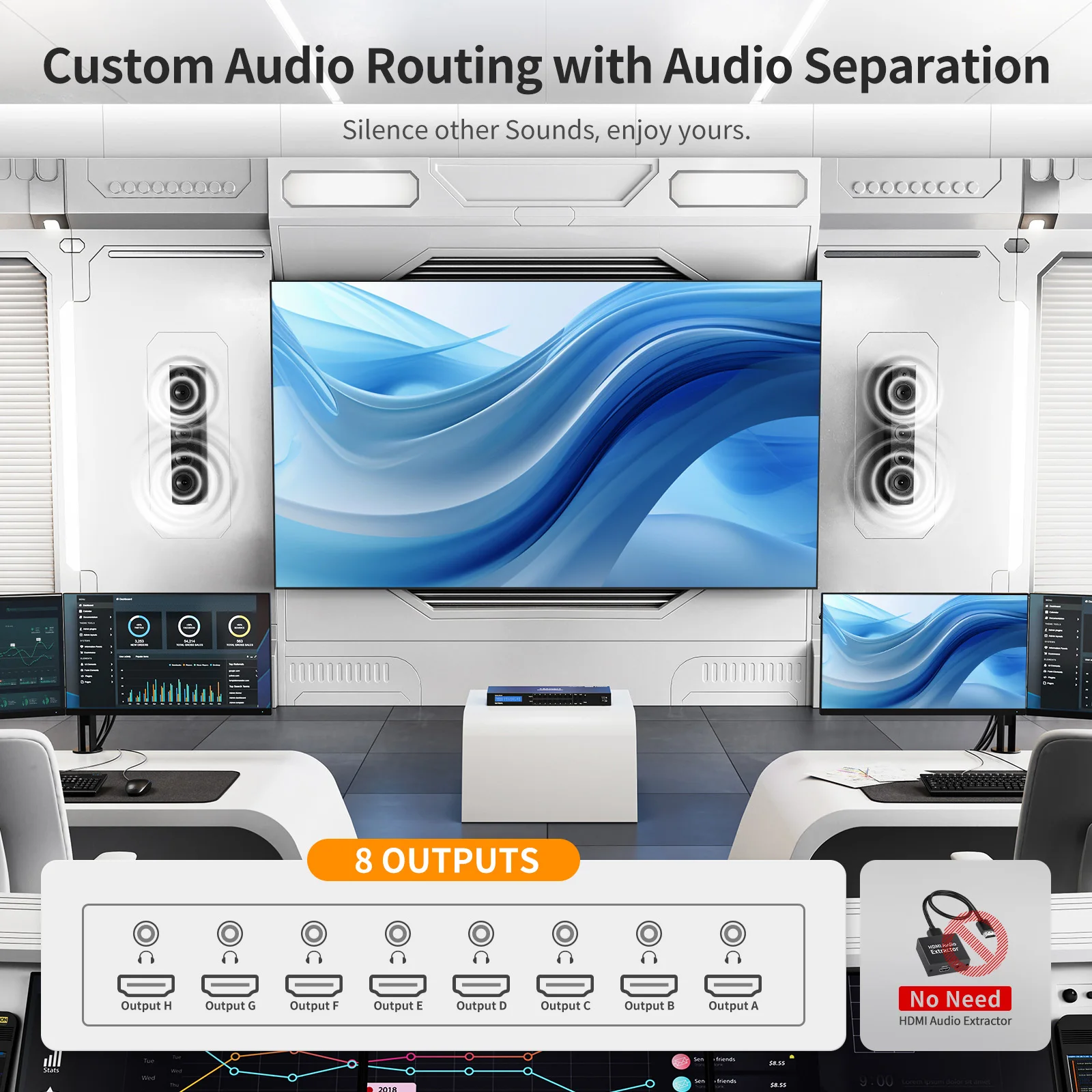 TESmart 8x8 for HDMI Matrix 4K30Hz/ 4K60Hz Video Switch RS232/LAN Control Splitters & Converters