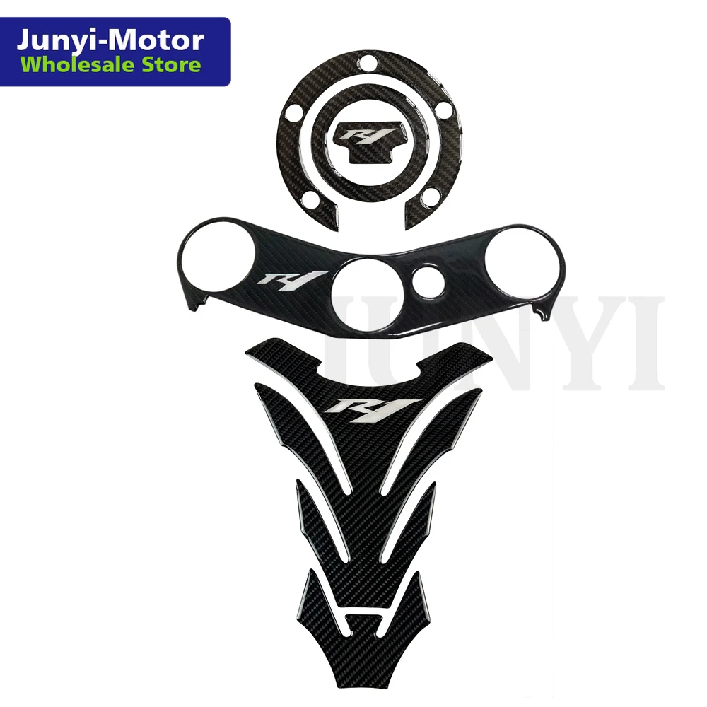 For Yamaha YZF R1 YZFR1 2002 2003 2004 2005 2006 Carbon Fiber Tank Pad Cover Gas Cap Triple Clamp Sticker Motorcycle Decal