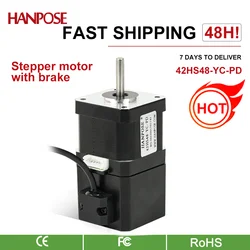 hanpose 42 brake stepper Motor 12V 4-Leads 52N.cm 42HS48-YC-PD For 3D engraving  Permanent magnet NEMA17 brake Stepper motor