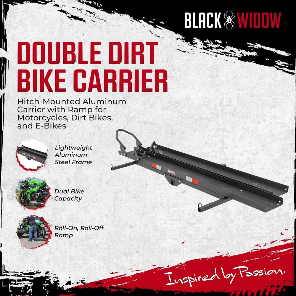 Hitch-Mounted Motorcycle Carrier, 600 lbs Capacity, 2-Inch Receiver, for SUVs and Trucks