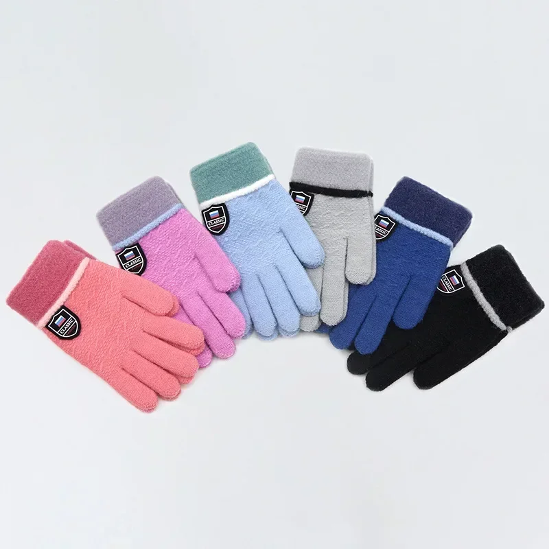 Gants d'hiver chauds monocouche pour enfants, mitaines douces, toucher lisse, gants confortables pour enfants, adolescent, étudiant, 8 à 15 ans