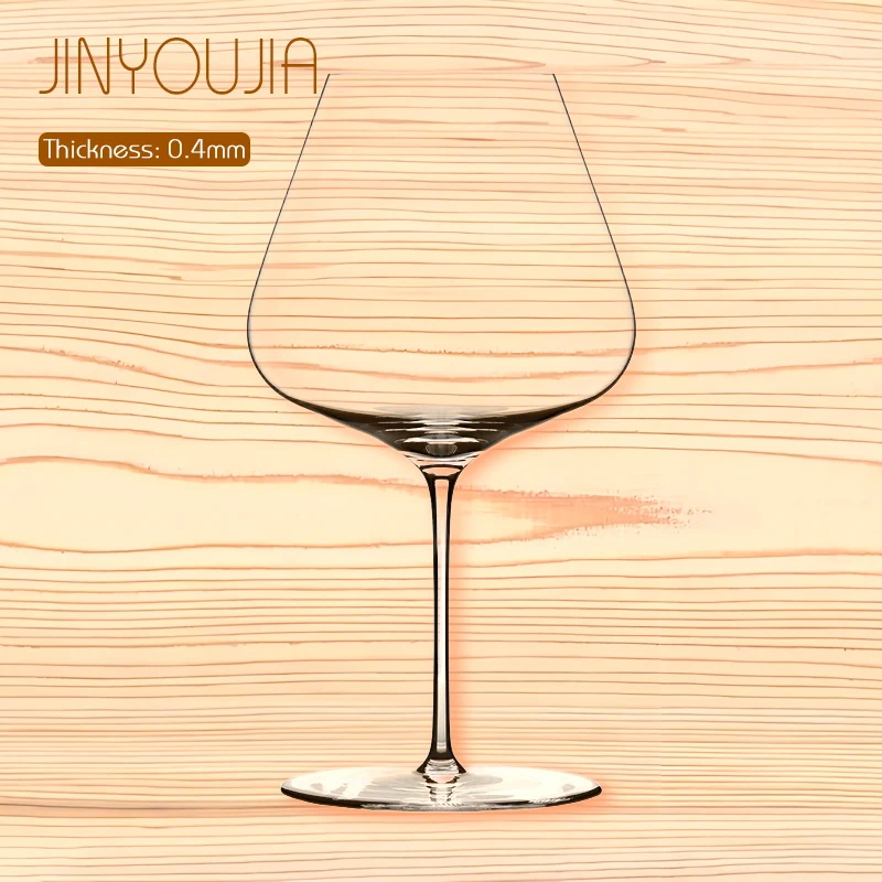 JINYOUJIA 0.4mm Paper Thin Handmade Crystal Burgundy Goblet Glass 960ml Classic Shape Premium Wine Glasses Zalto Style Drinkware