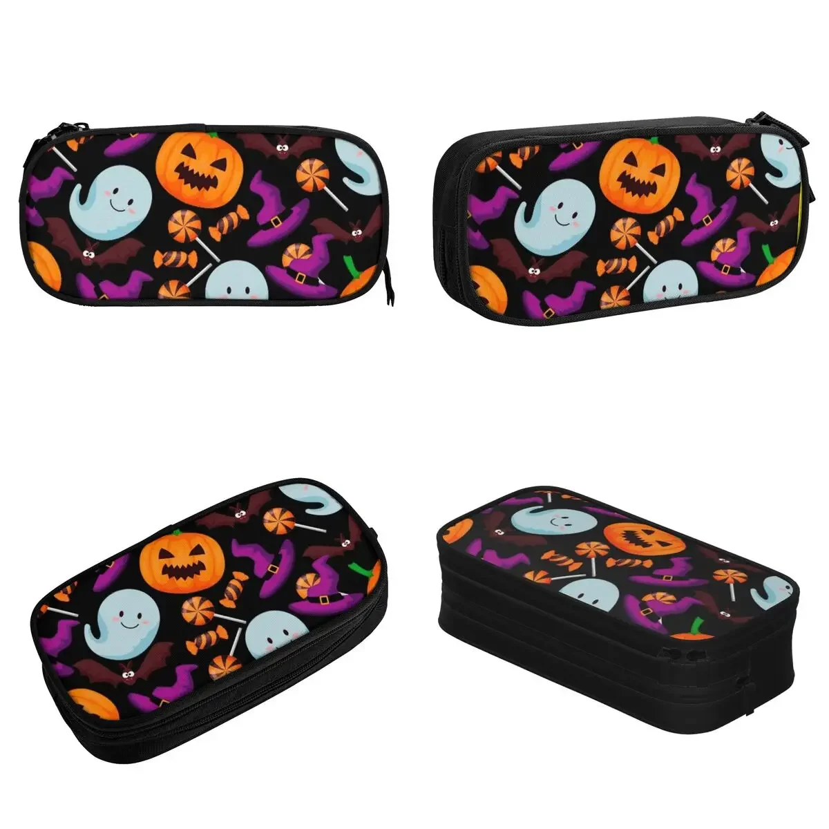 Cute Halloween Cute Cartoon Ghost Pumpkin Pencil Cases Pencil Pouch Pen Box for Student Big Bags Office Cosmetic Stationery